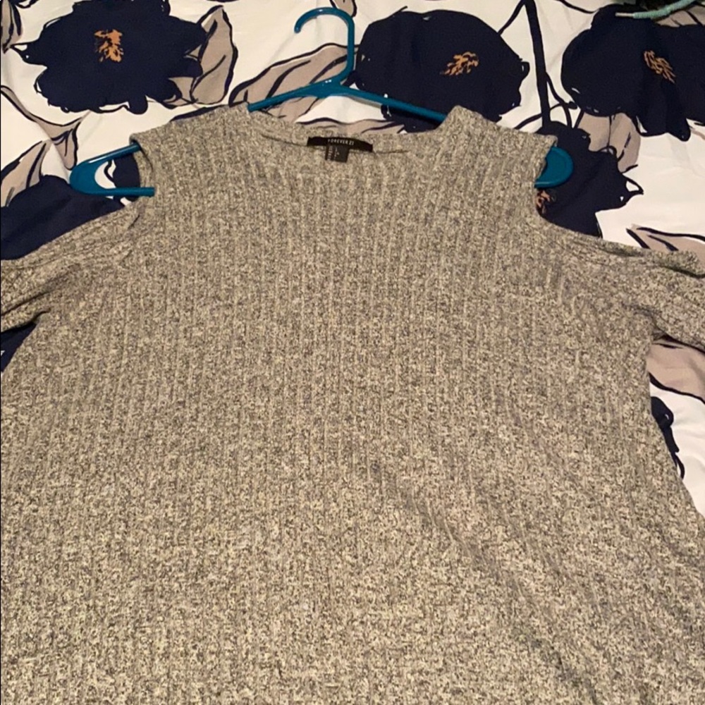 Light grey cut out shoulder dress